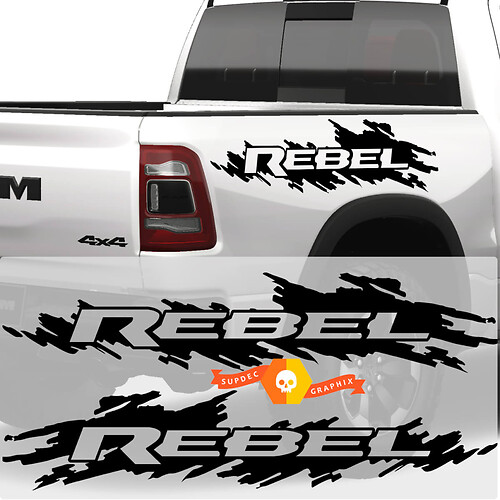Paire de décalcomanies latérales Dodge Ram Rebel Bed Side Sticker Graphics Vinyl Bedside
