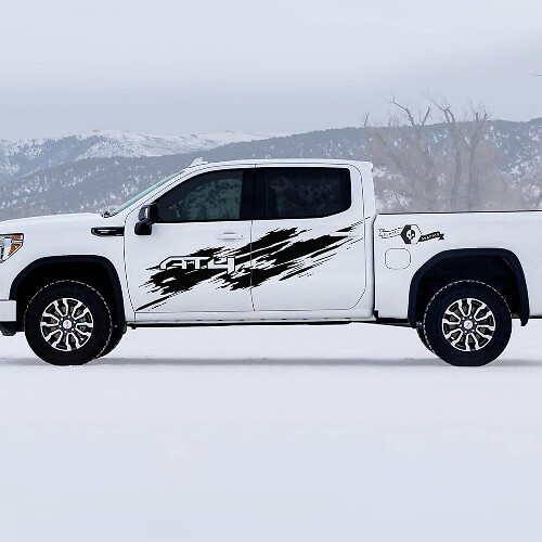 Kit de décalcomanies latérales en vinyle style usé AT4 pour GMC Sierra 1500