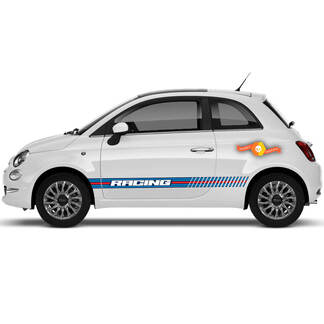 Paire Fiat 500 Abarth Sport Martini Racing Portes Side Decal Sticker Stripes Wheels
