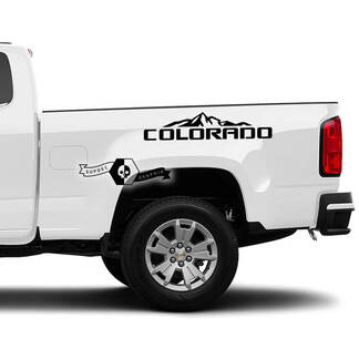 Paire Side Bed Mountains Colorado Vinyl Sticker Decal Graphic 2022+ 2023+ Chevy Colorado Extended
