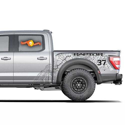 Paire de graphiques autocollants de décalcomanie Splash de carte topographique SVT Musclecar power truck 2023 truck
