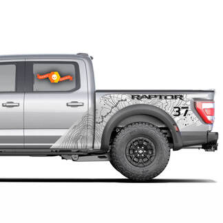 2x F-150 Ford Raptor 2023 SVT 37 Package Carte topographique Splash Decal Graphics Stickers Autocollants
