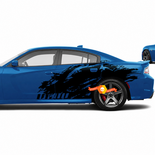 Grunge Slash and Strobe Pair Latéral Aile arrière Autocollant vinyle pour Dodge Challenger SRT, Hellcat