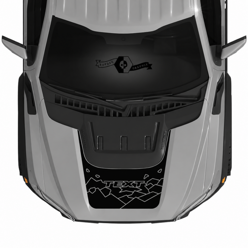 Kit de graphiques bande de capot à motifs géométriques montagnes avec texte personnalisé Autocollants vinyle pour Musclecar camion camion puissant SVT 2022-2023