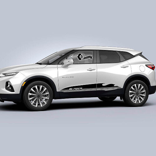 Paire de graphiques autocollants de portes de logo de bande vinyle pour Chevrolet Blazer 2023
