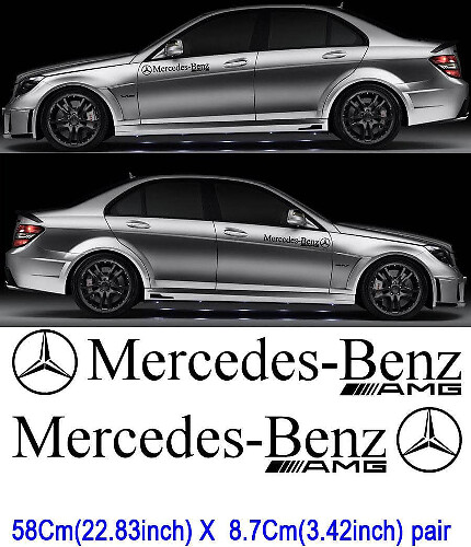 Autocollants Vinyle Latéraux Style AMG Paire pour Voitures Mercedes-Benz