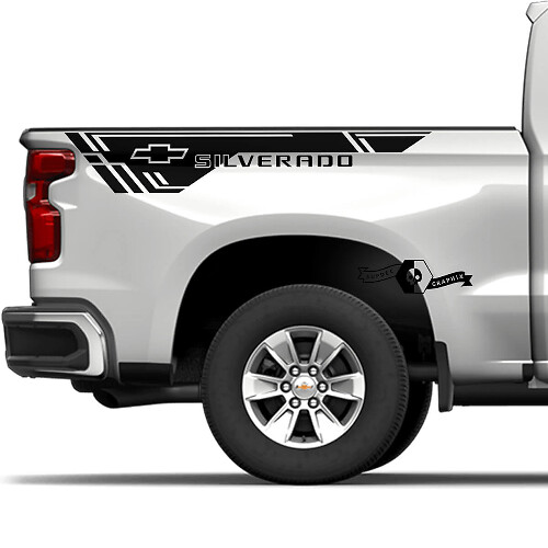 Paire Chevrolet Silverado 2023 Logo Latéral Autocollant Vinyle Nouveau Panneau de Caisse
