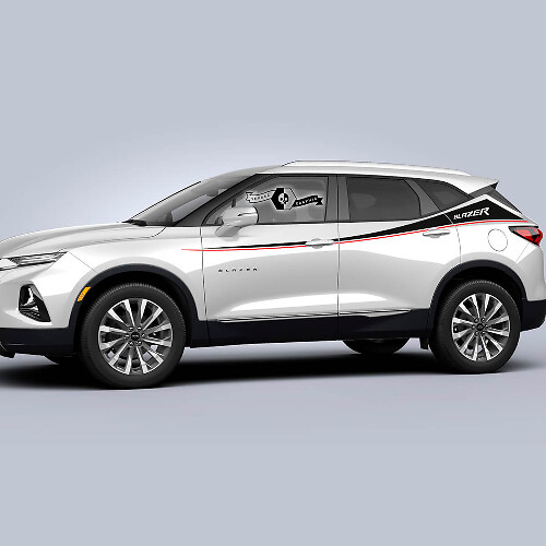 Paire Chevrolet Blazer 2023 Portes Latérales Côte à Côte Haut 2 Couleurs Bande Logo Autocollant en Vinyle
