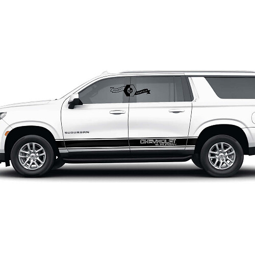 Paire de bandes de garniture latérale pour Chevrolet Suburban - Autocollant en vinyle pour les portières
