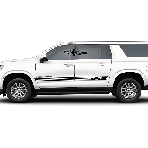 Paire de bandes latérales Chevrolet Suburban Ligne de garniture de portes Autocollant en vinyle mince
