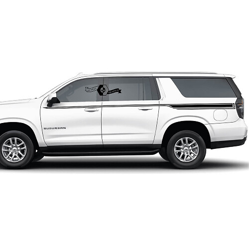 Paire Chevrolet Suburban Side Stripes Line Doors Up Trim Slim Vinyl Decal Autocollant
