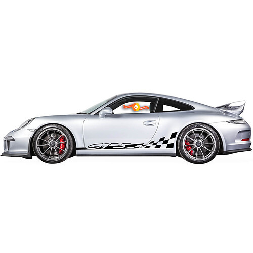 2 Porsche 911 GT3 RS GTS panneau à bascule côté damier drapeau rayures portes Kit autocollant autocollant
