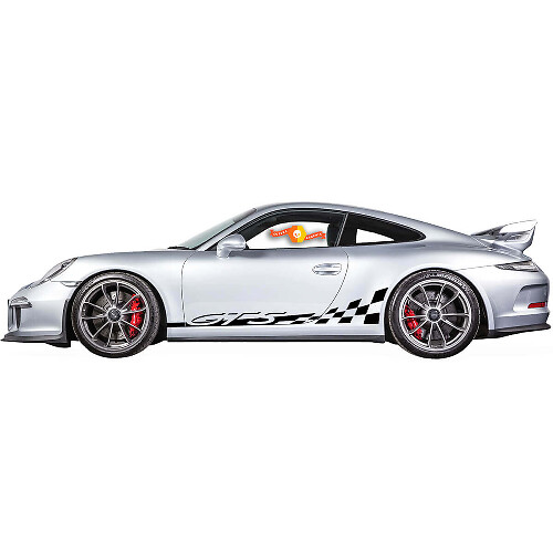 Kit de décalcomanies en vinyle à rayures damier pour bas de caisse GTS Porsche 911