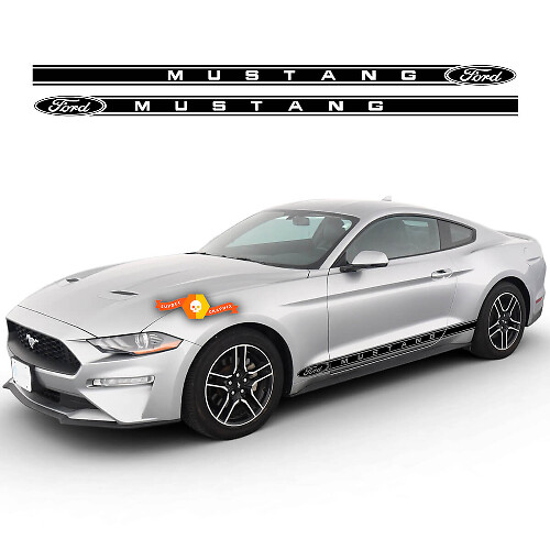 2 Autocollants Bandes Vinyle Logo Graphiques Bas de Caisse pour Ford Mustang

