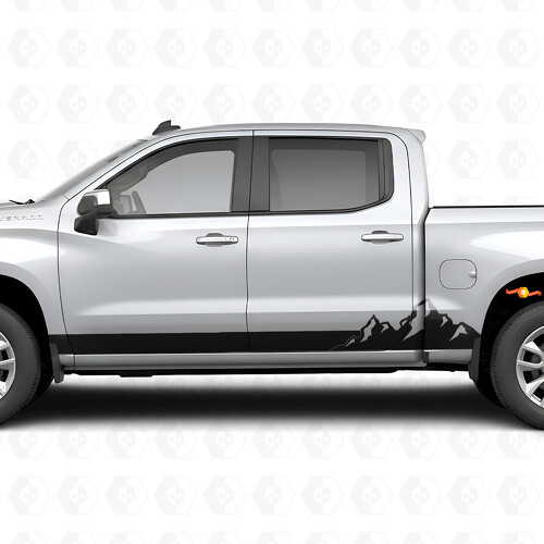 Bandes Vinyles Montagne pour Portière et Bas de Caisse pour Chevrolet Silverado 1500 T1XX 2019-2026