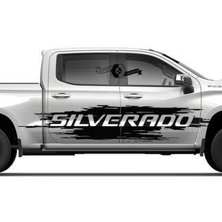 Paire Chevrolet Silverado 2022+ 2023 portes latérales Splash Wrap détruit Logo Stripe vinyle autocollant autocollant
