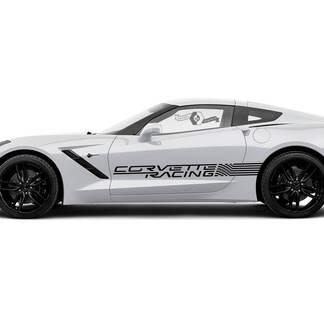 2x Chevrolet Corvette portes latérales Logo damier drapeau course vinyle autocollant autocollant
