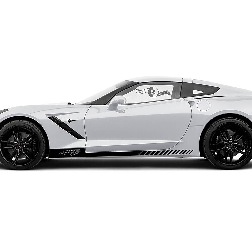 Autocollants en vinyle à rayures de drapeau de course pour bas de caisse Chevrolet Corvette