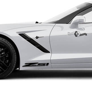 2x Chevrolet Corvette portes latérales Shadow Z51 Logo garniture vinyle autocollant autocollant
