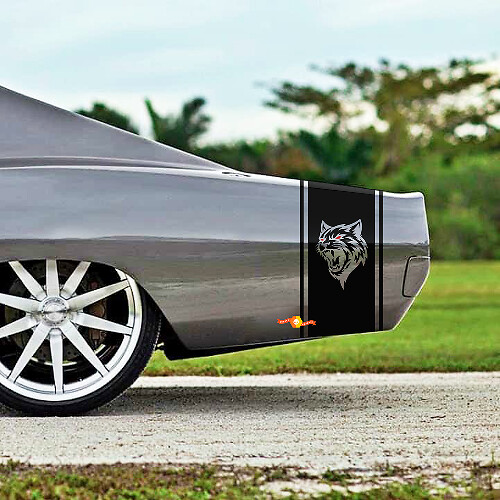 Kit d'autocollants en vinyle style rayures Wildcat pour bas de caisse Dodge Charger 1968-70
