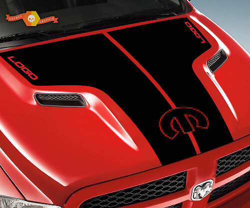 Autocollant vinyle de capot à doubles bandes personnalisées pour Dodge RAM 1500 Rebel 2015-17