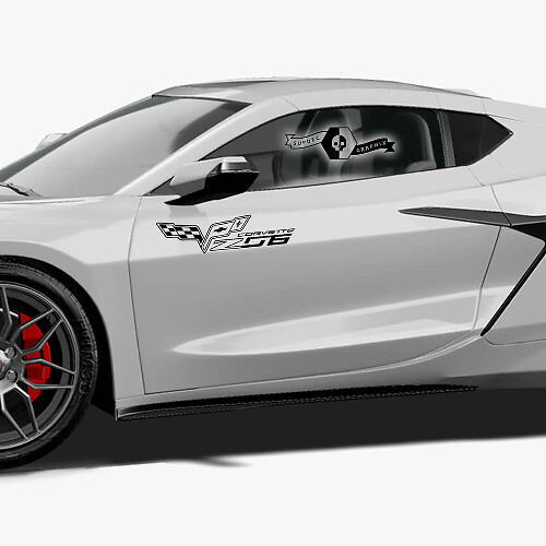 2x Autocollant Vinyle Logo Drapeau Z06 pour Portes Latérales Chevrolet Corvette
