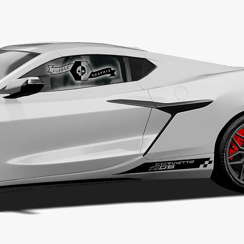 2x Autocollant vinyle à damier pour lit latéral Chevrolet Corvette Z06

