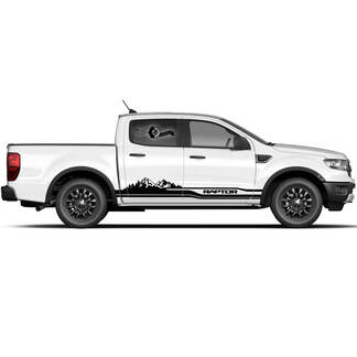 Paire Ford F-150 Raptor 2022 Portes latérales Mountain Forest Graphics Set Logo Stripe Decal
