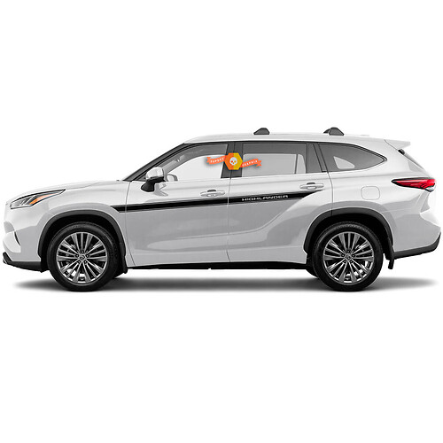 Pair Toyota 2020 Highlander Doors Up Decal Stickic Sticker Side Stripe Kit