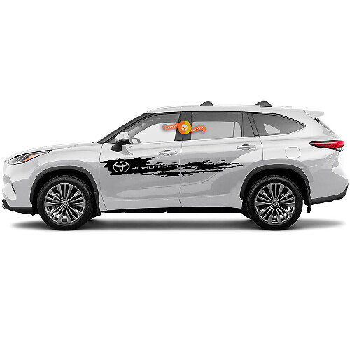 Kit de bandes latérales autocollantes avec décalcomanies graphiques pour les portières de la Toyota Highlander 2020.
