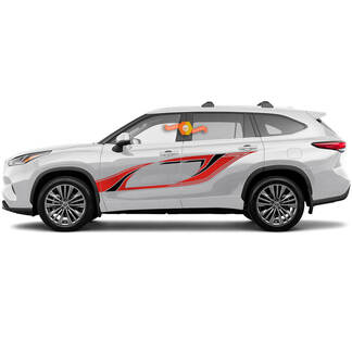 Paire Toyota 2020 Highlander Portes Wrap 2 Couleurs Autocollant Graphique Autocollant Bande Latérale Kit
