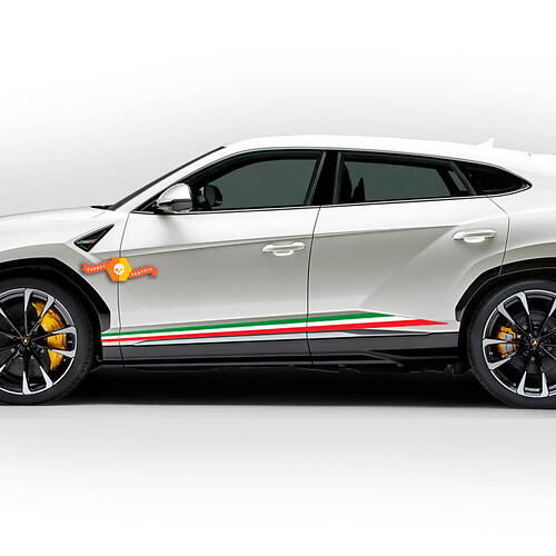 Paire Lamborghini Urus 2021 2022 2023 Frappe italien côté rocker de bascule de picarte rayures graphiques autocollants en vinyle