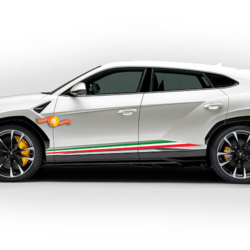 Paire Lamborghini Urus 2021 2022 2023 Bande latérale du drapeau italien Lignes de panneau latéral Autocollant vinyle Sticker Graphique
