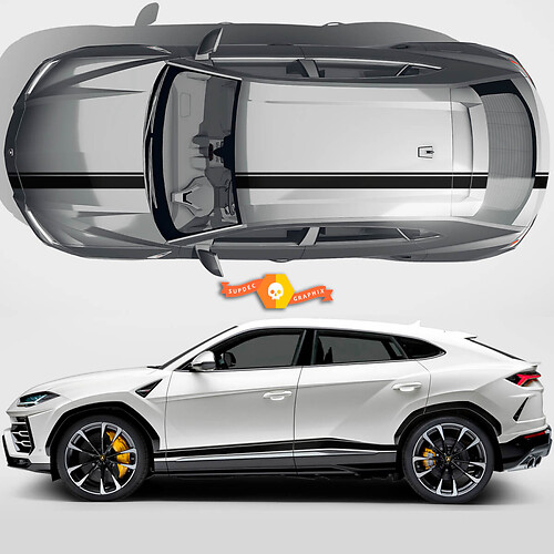 Paire Lamborghini Urus 2021 2022 2023 Portes latérales Lignes de toit de capuchon rayures Graphiques autocollants en vinyle