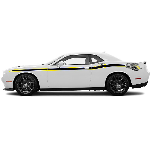 Autocollant vinyle latéral à bandes style Rumble Bee pour Dodge Challenger