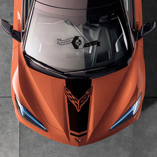 2020 2022 2023 Chevrolet Corvette C8 Stingray Hood Logo Corvette Racing Flags Autocollant Rayures
