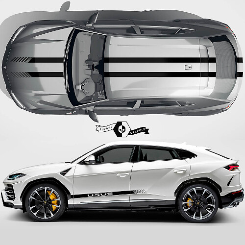 Portes latérales Capot Lignes de toit Bandes à damier Autocollant vinyle Décalcomanie Graphiques 2 Pour Lamborghini Urus 2021 - 2023