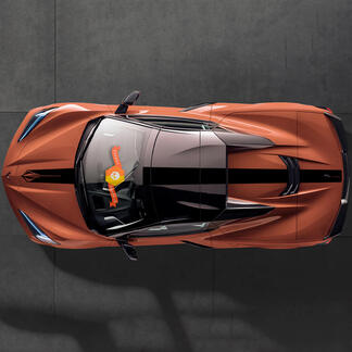 2020 2022 2023 Chevrolet Corvette C8 Stingray Capot Toit Bandes arrière Corvette Logo Bandes décalcomanies
