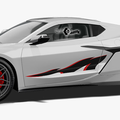 2x Bandes latérales de portes Chevrolet Corvette Z06 Stingray en vinyle de 2 couleurs Autocollant Décalcomanie
