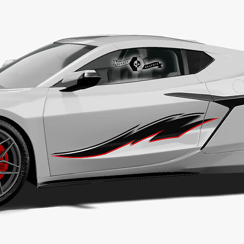 2x Chevrolet Corvette Z06 Portes Latérales Rayures Stingray 2 Couleurs Garniture Vinyle Autocollant Autocollant
