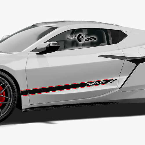 Kit de décalcomanies en vinyle à rayures latérales à damier pour Chevrolet Corvette