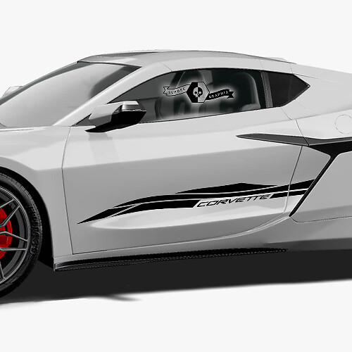 2x Chevrolet Corvette Z06 portes latérales rayures rayures vinyle Logo autocollant autocollant
