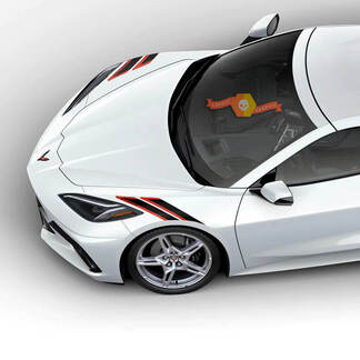 2x Chevrolet Corvette C8 Stingray côté voiture garde-boue avant rayures 2 couleurs vinyle autocollant autocollant
