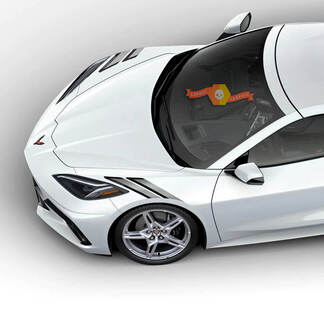 2x Chevrolet Corvette C8 Stingray côté voiture avant garde-boue rayures 2 couleurs Logo vinyle autocollant autocollant
