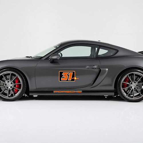 Paire Porsche 911 Numéro latéral Decal Rocker Panneau Stripes Portes Kit Sticker Sticker - 3 Couleurs
