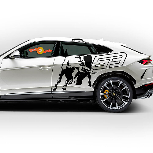 Paire Lamborghini Urus 2021 2022 2023 Autocollant Vinyle Logo Wrap Splash Sticker Graphique de Portes Latérales
