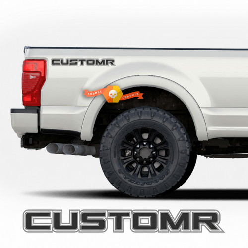 CUSTOMR Double Outline Lettering Pair Côté de benne Autocollant vinyle pour Ford F-150