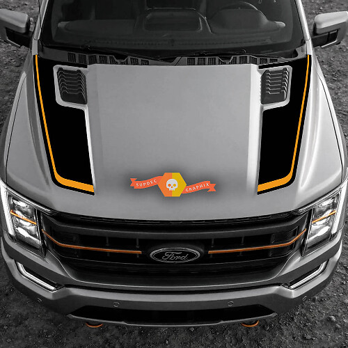 Autocollant vinyle double bande de capot pour Musclecar F-150 Tremor 2022-2023
