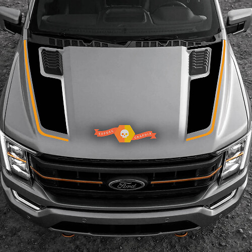 Autocollant vinyle bandes doubles capot pour Musclecar F-150 2022-2023