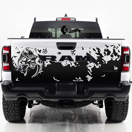 Autocollant vinyle éclaboussure de boue T-Rex pour hayon Dodge Ram TRX